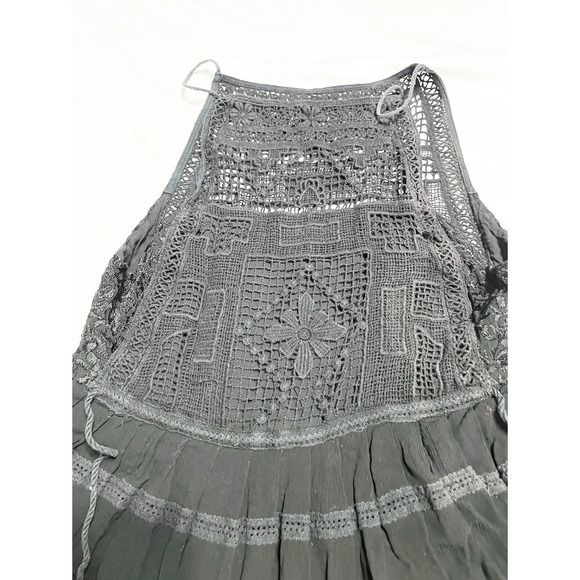 Free People Black Emily Crochet Lace Mini Dress Sleeveless Boho Summer Bohemian - Picture 6 of 10